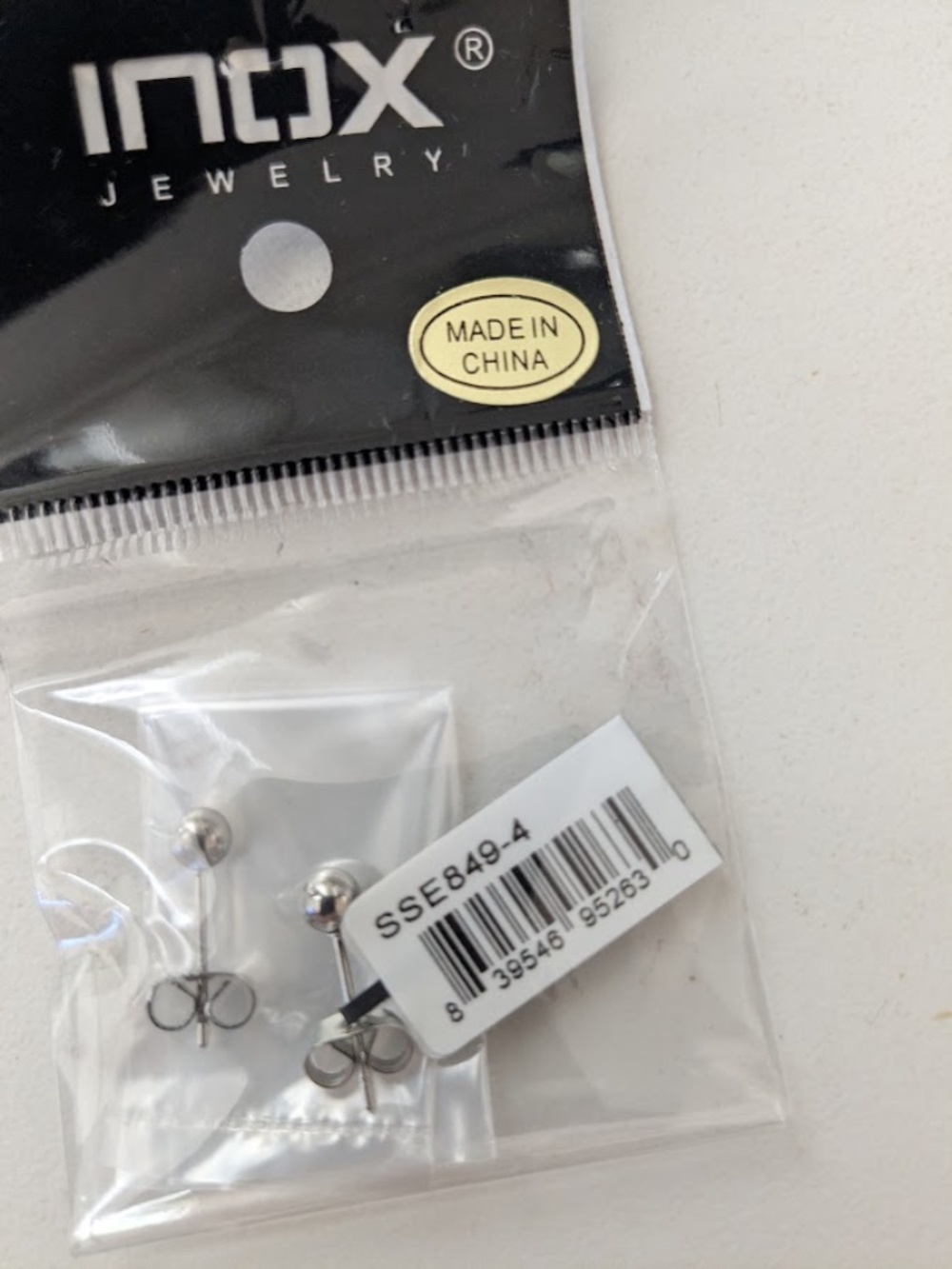 INOX Jewelry Stainless Steel Ball Stud Earrings